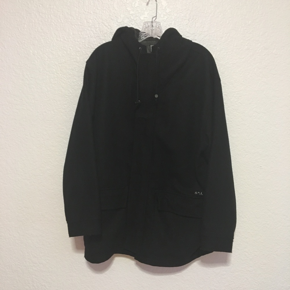 Mens Vintage Stussy Full Zip Wool Blend Black Coat Small